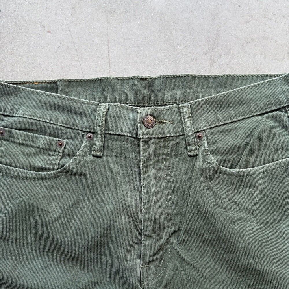 Levi's 514 Y2K Corduroy Pants Mens 33 x 30 Straight Fit Green 5-Pocket Preppy - Picture 3 of 12